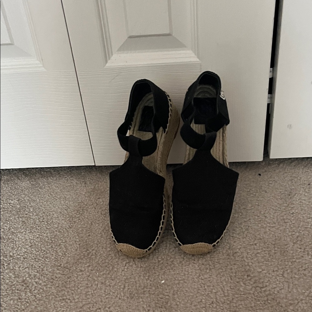 Tory Burch Black Espadrille Wedges